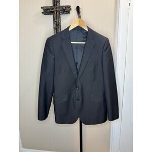 G2 Man Sport Coat Blazer Suit Jacket Two Button Solid Black 48 Slim Fit